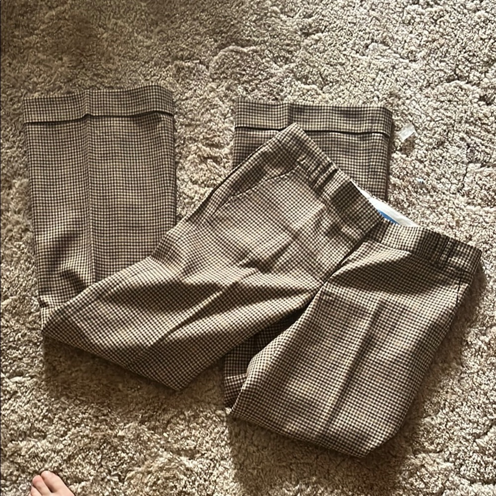 Womens Brown Checkered Pants